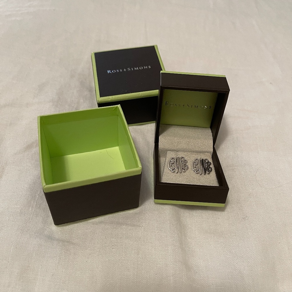 Ross Simons Sterling Silver Small Monogram Earrin… - image 1